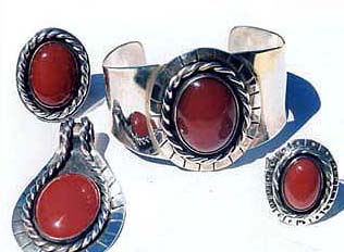 Carnelian Jewelry, Sterling Silver